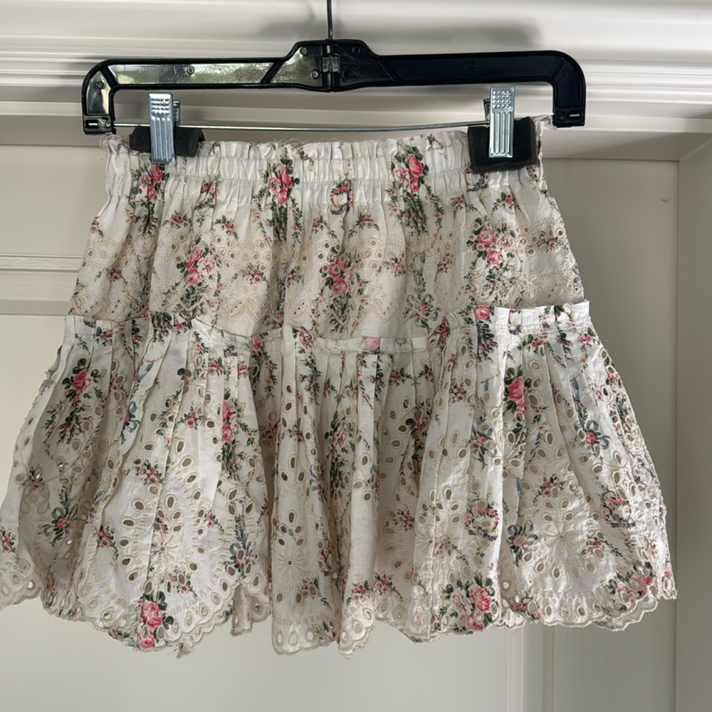 LoveShackFancy size petite floral mini skirt